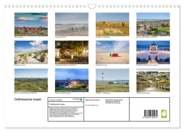 Produktbild: Ostfriesische Inseln (Wandkalender 2027 DIN A3 quer), CALVENDO Monatskalender