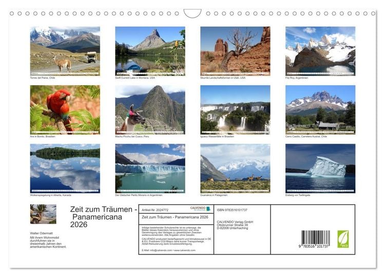 Produktbild: Zeit zum Tr&auml;umen - Panamericana 2026 (Wandkalender 2026 DIN A3 quer), CALVENDO Monatskalender