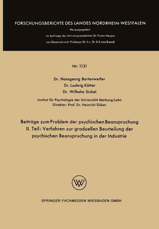 Produktbild: Beitr&auml;ge zum Problem der psychischen Beanspruchung