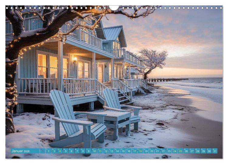 Produktbild: Wundersch&ouml;ne Strandh&auml;user (Wandkalender 2026 DIN A3 quer), CALVENDO Monatskalender