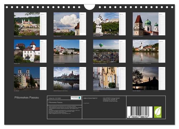 Produktbild: Pittoreskes Passau (Wandkalender 2026 DIN A4 quer), CALVENDO Monatskalender