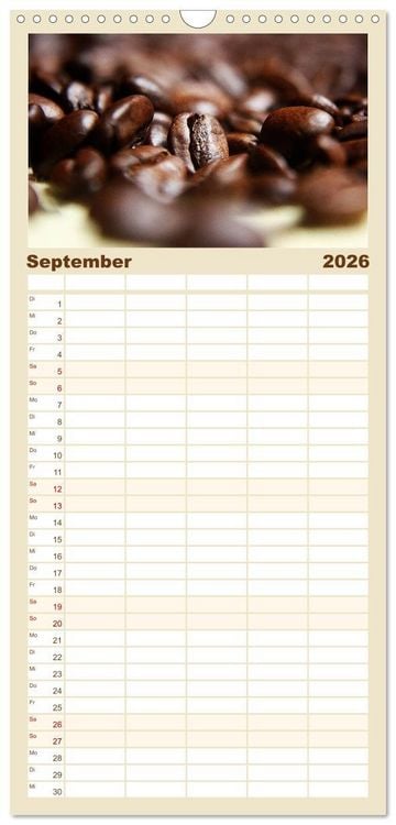 Produktbild: Familienplaner 2026 - Der Kaffee ist fertig mit 5 Spalten (Wandkalender, 21 x 45 cm) CALVENDO