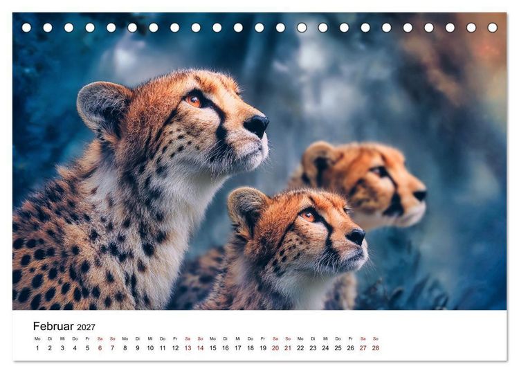 Produktbild: Eleganz und Instinkt - die beeindruckende Welt der Geparden (Tischkalender 2027 DIN A5 quer), CALVENDO Monatskalender