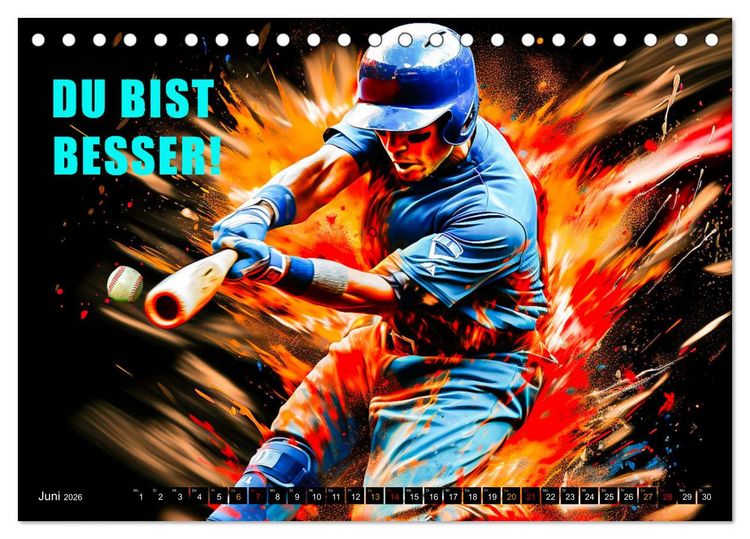 Produktbild: Baseball und Motivation (Tischkalender 2026 DIN A5 quer), CALVENDO Monatskalender