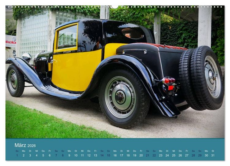 Produktbild: Bugatti - fahrende Kunstwerke (hochwertiger Premium Wandkalender 2026 DIN A2 quer), Kunstdruck in Hochglanz