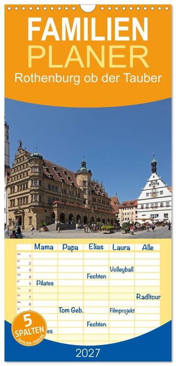 Produktbild: Familienplaner 2027 - Rothenburg ob der Tauber - Mittelalter in Mittelfranken mit 5 Spalten (Wandkalender, 21 x 45 cm) CALVENDO