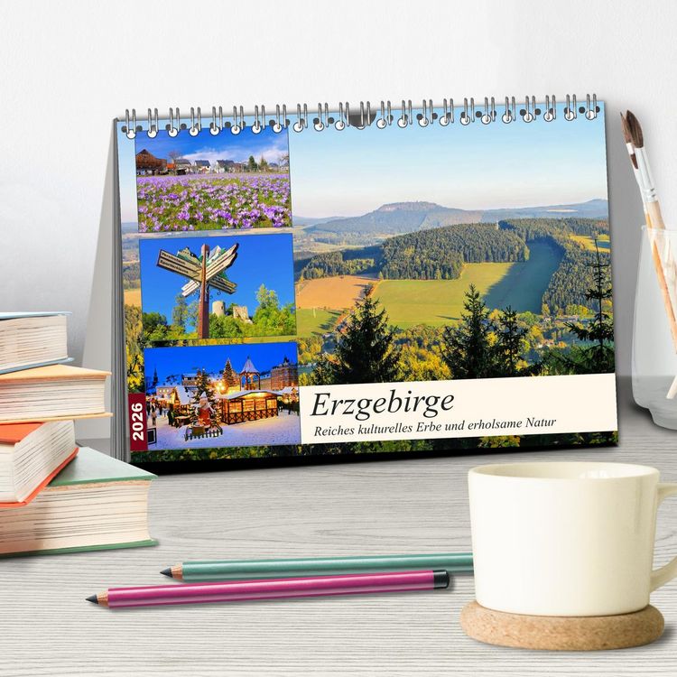 Produktbild: Erzgebirge - Reiches kulturelles Erbe und erholsame Natur (Tischkalender 2026 DIN A5 quer), CALVENDO Monatskalender