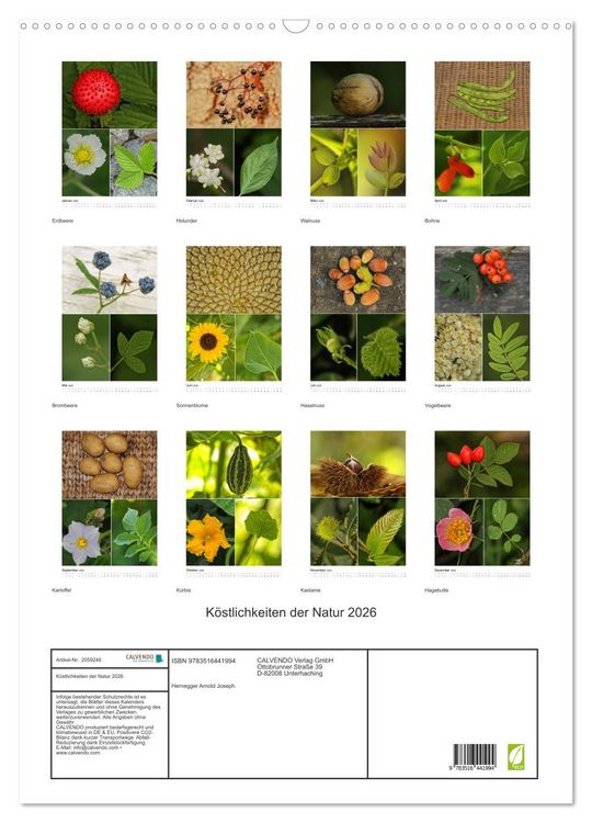 Produktbild: K&ouml;stlichkeiten der Natur 2026 (Wandkalender 2026 DIN A2 hoch), CALVENDO Monatskalender