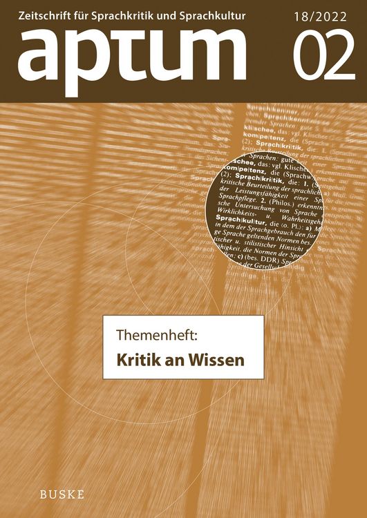 Produktbild: Aptum, Zeitschrift f&uuml;r Sprachkritik und Sprachkultur 18. Jahrgang. 2022, Heft 2