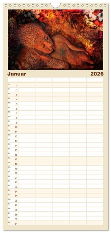 Produktbild: Familienplaner 2026 - All U Buddhas mit 5 Spalten (Wandkalender, 21 x 45 cm) CALVENDO