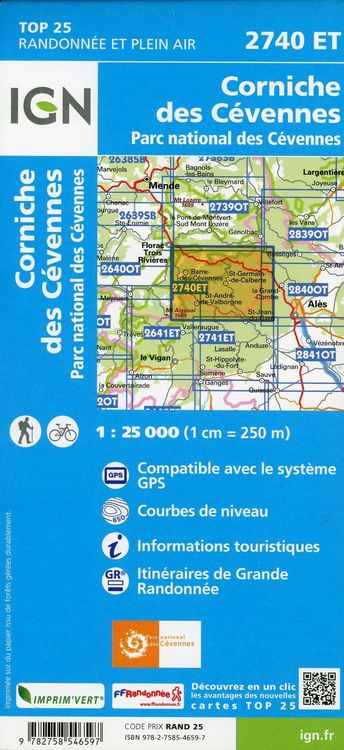Produktbild: Corniche des C&eacute;vennes 1 : 25 000