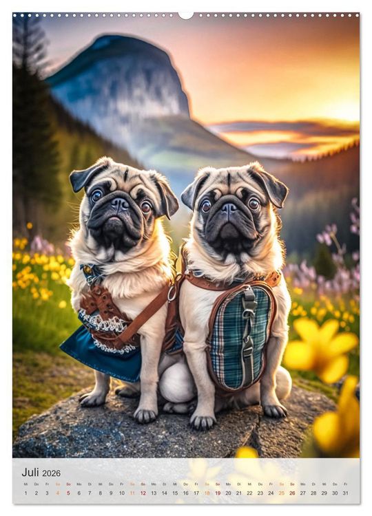 Produktbild: Mein Mops-Kalender (hochwertiger Premium Wandkalender 2026 DIN A2 hoch), Kunstdruck in Hochglanz