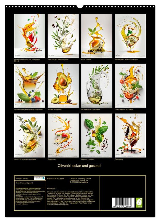 Produktbild: Oliven&ouml;l lecker und gesund (hochwertiger Premium Wandkalender 2026 DIN A2 hoch), Kunstdruck in Hochglanz
