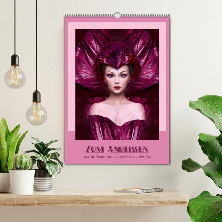Produktbild: Zum Anbeissen - surreale Frauenportraits mit Obst und Gem&uuml;se (Wandkalender 2026 DIN A2 hoch), CALVENDO Monatskalender