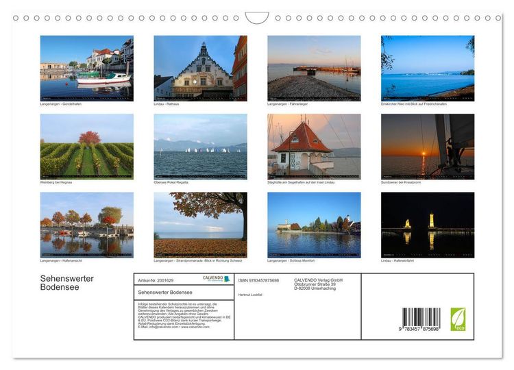 Produktbild: Sehenswerter Bodensee (Wandkalender 2026 DIN A3 quer), CALVENDO Monatskalender