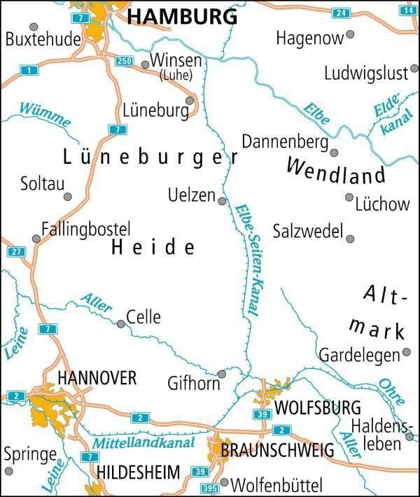 Produktbild: ADFC-Radtourenkarte 7 L&uuml;neburger Heide /Hannover 1:150.000, rei&szlig;- und wetterfest, E-Bike geeignet, GPS-Tracks Download