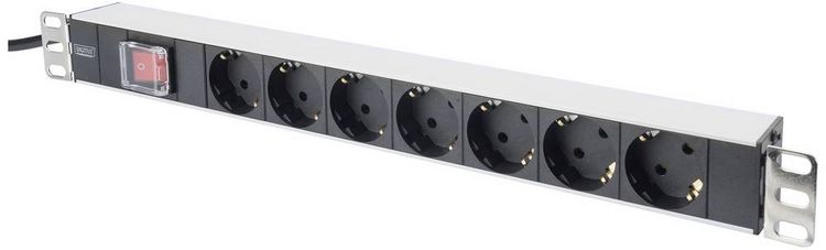 Produktbild: Digitus DN-19 PDU-7S 19 Zoll Netzwerkschrank-Steckdosenleiste Schutzkontaktsteckdose mit Schalter