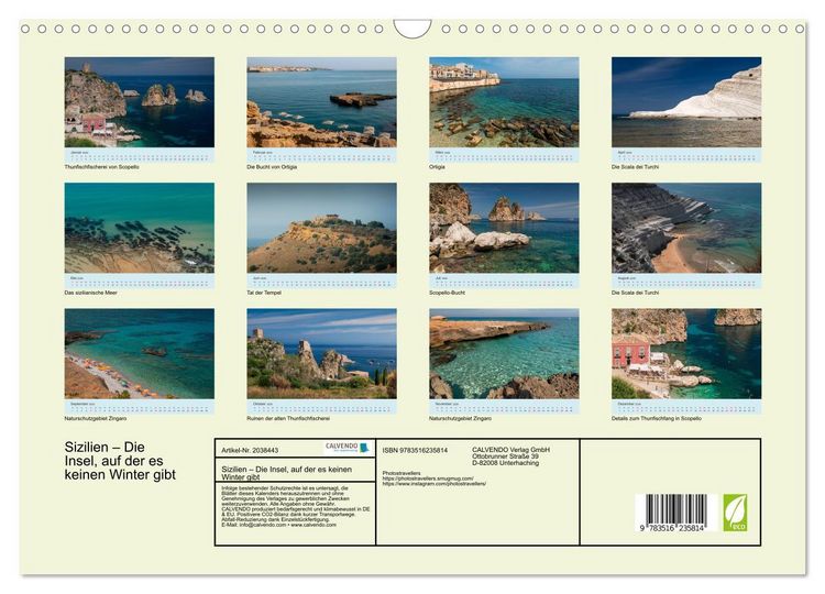 Produktbild: Sizilien &ndash; Die Insel, auf der es keinen Winter gibt (Wandkalender 2026 DIN A3 quer), CALVENDO Monatskalender