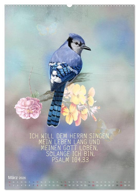 Produktbild: Bibelworte f&uuml;r Vogelfreunde (Wandkalender 2026 DIN A2 hoch), CALVENDO Monatskalender