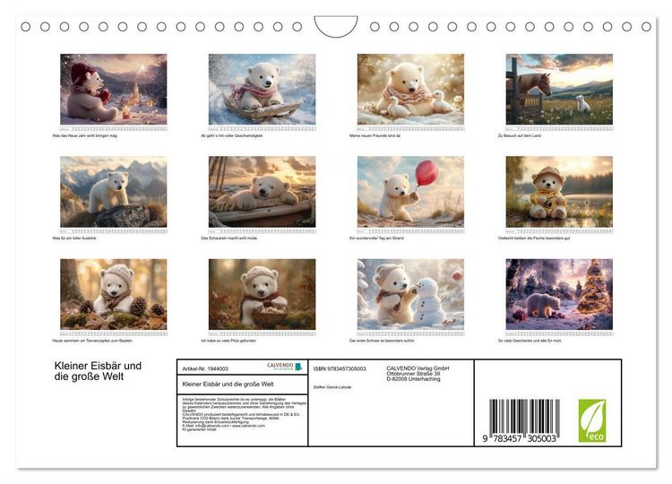 Produktbild: Kleiner Eisb&auml;r und die gro&szlig;e Welt (Wandkalender 2026 DIN A4 quer), CALVENDO Monatskalender
