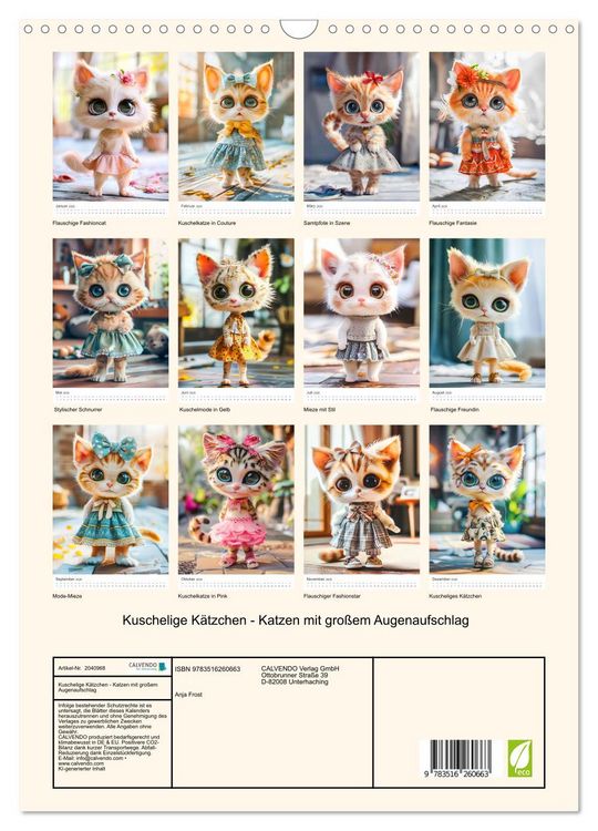 Produktbild: Kuschelige K&auml;tzchen - Katzen mit gro&szlig;em Augenaufschlag (Wandkalender 2026 DIN A3 hoch), CALVENDO Monatskalender