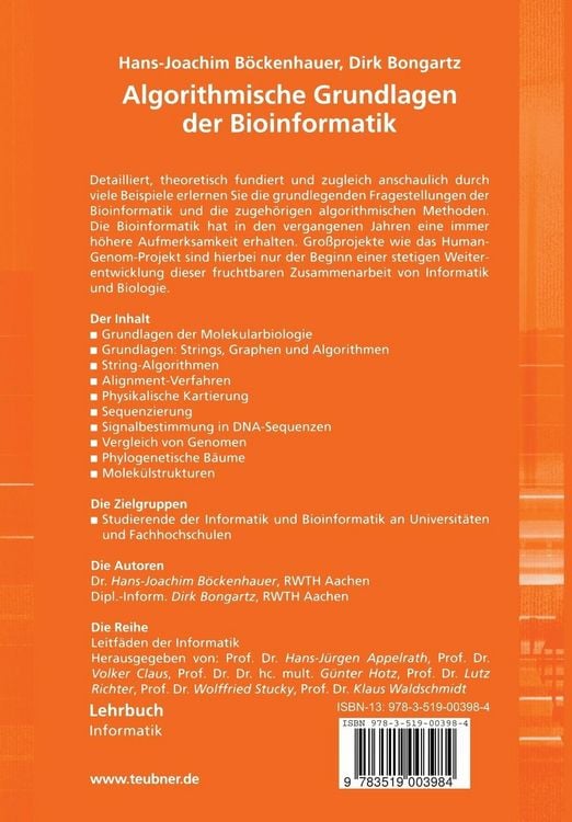 Produktbild: Algorithmische Grundlagen der Bioinformatik