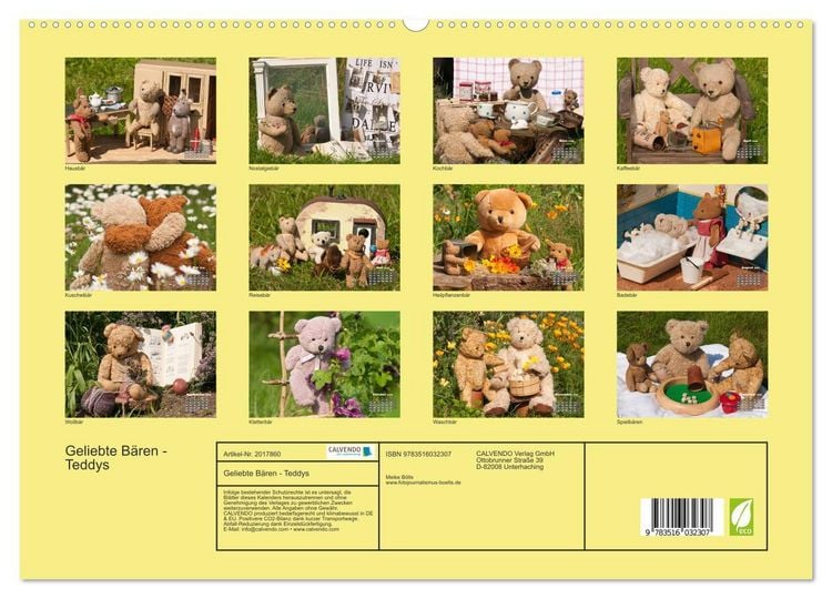 Produktbild: Geliebte B&auml;ren - Teddys (hochwertiger Premium Wandkalender 2026 DIN A2 quer), Kunstdruck in Hochglanz