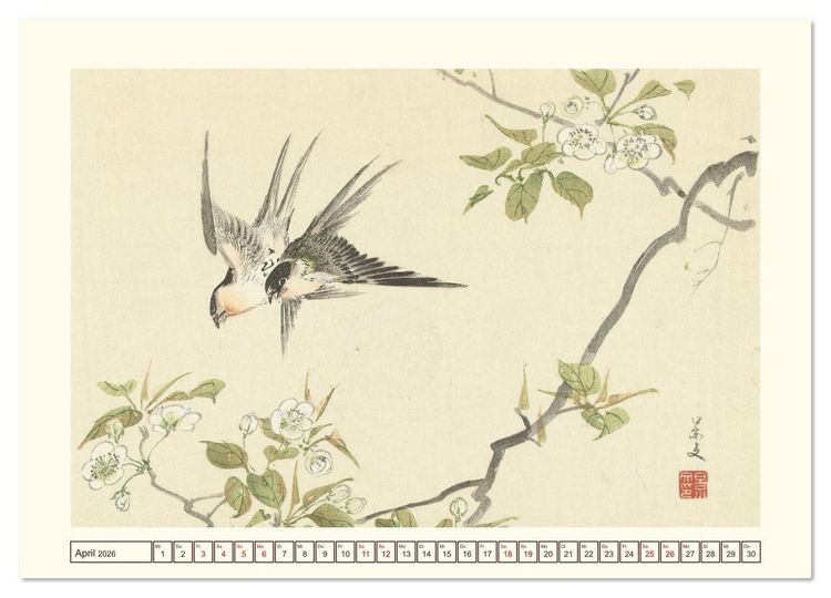 Produktbild: Bl&uuml;te und Feder (Wandkalender 2026 DIN A2 quer), CALVENDO Monatskalender