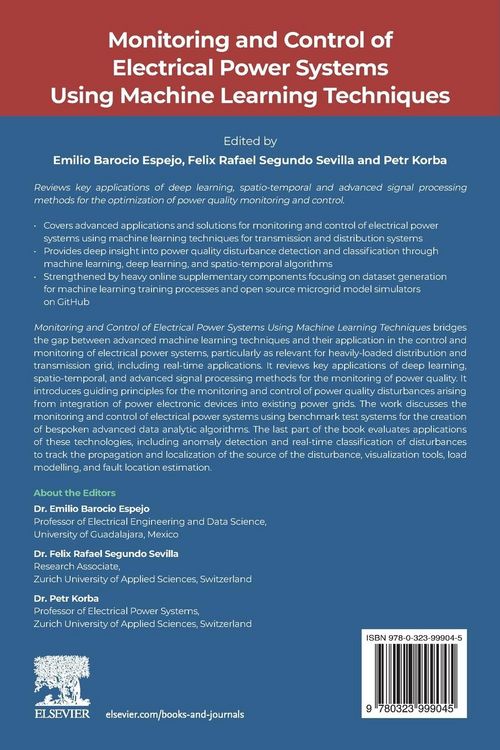Produktbild: Monitoring and Control of Electrical Power Systems using Machine Learning Techniques