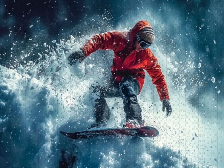Produktbild: CALVENDO Puzzle Snowboarden, schwarze Abfahrt | 1000 Teile Lege-Gr&ouml;&szlig;e 64x48cm Foto-Puzzle f&uuml;r gl&uuml;ckliche Stunden