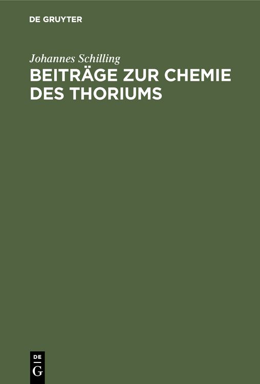 Produktbild: Beitr&auml;ge zur Chemie des Thoriums