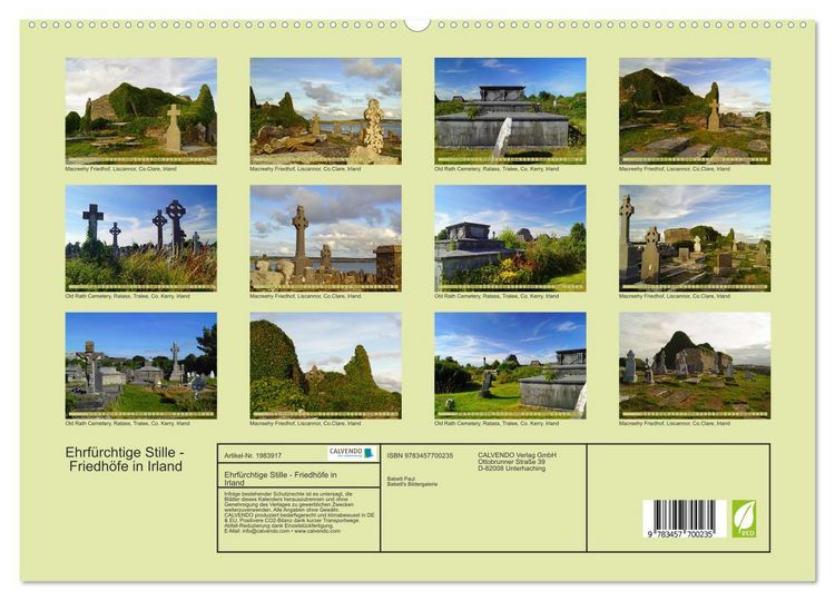 Produktbild: Ehrf&uuml;rchtige Stille - Friedh&ouml;fe in Irland (hochwertiger Premium Wandkalender 2026 DIN A2 quer), Kunstdruck in Hochglanz