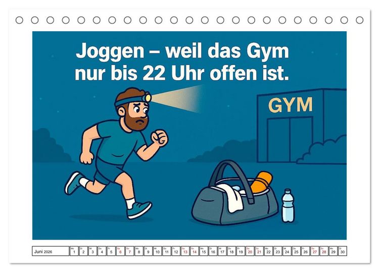 Produktbild: Kraftsport, Hanteln und Humor (Tischkalender 2026 DIN A5 quer), CALVENDO Monatskalender