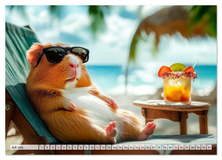 Produktbild: Meerschweinchen - Hauptsache Urlaub (Wandkalender 2026 DIN A4 quer), CALVENDO Monatskalender