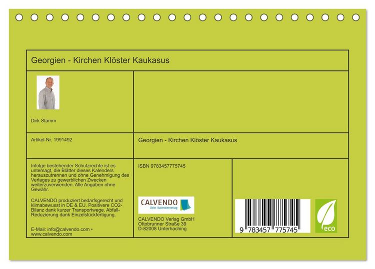 Produktbild: Georgien - Kirchen Kl&ouml;ster Kaukasus (Tischkalender 2026 DIN A5 quer), CALVENDO Monatskalender
