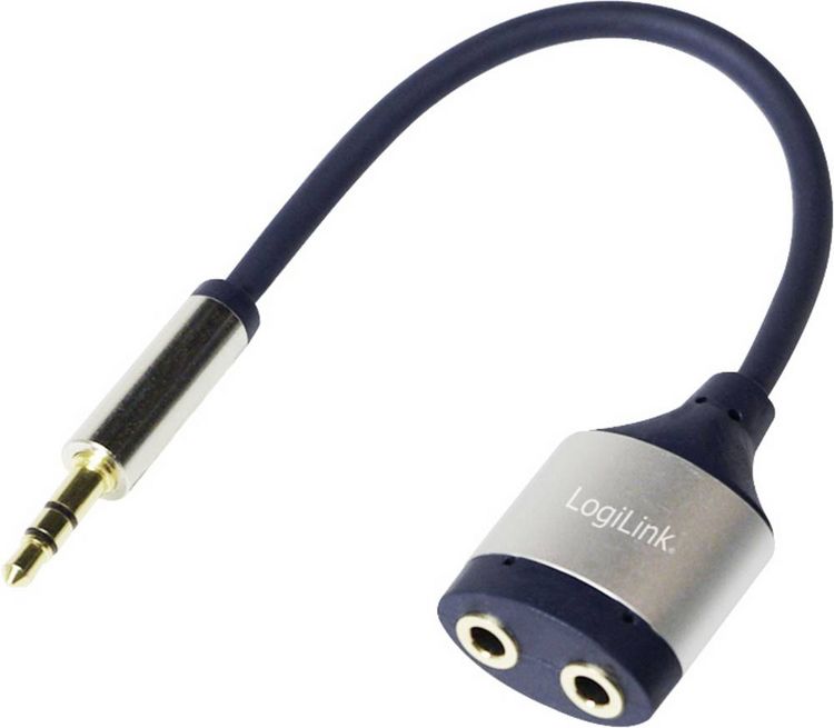 Produktbild: LogiLink CA1100 Klinke Audio Adapter [1x Klinkenstecker 3.5 mm - 2x Klinkenbuchse 3.5 mm] Schwarz