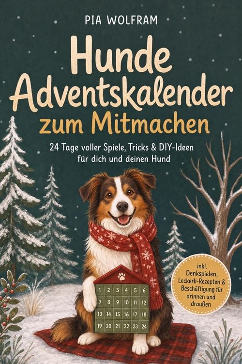 Produktbild: Hunde Adventskalender zum Mitmachen: 24 Tage voller Spiele, Tricks & DIY-Ideen f&uuml;r dich und deinen Hund - inkl. Denkspielen, Leckerli-Rezepten & Besch&auml;ftigung f&uuml;r drinnen und drau&szlig;en