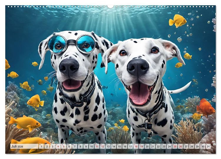 Produktbild: Hunde abgetaucht (hochwertiger Premium Wandkalender 2026 DIN A2 quer), Kunstdruck in Hochglanz