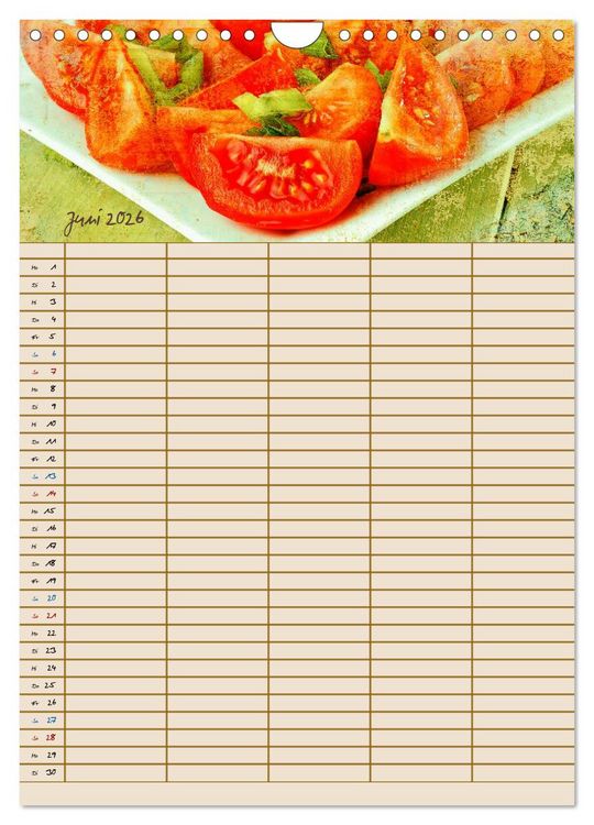 Produktbild: Italienische K&uuml;che mit Familienplaner (Wandkalender 2026 DIN A4 hoch), CALVENDO Monatskalender