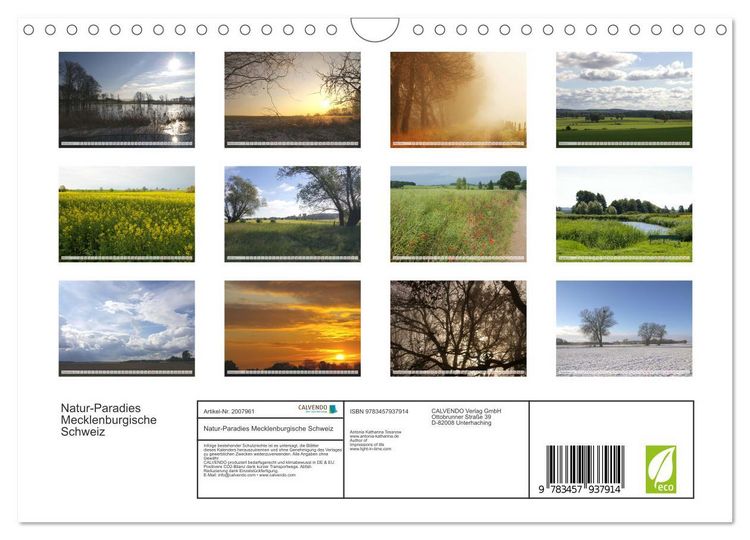 Produktbild: Natur-Paradies Mecklenburgische Schweiz (Wandkalender 2026 DIN A4 quer), CALVENDO Monatskalender