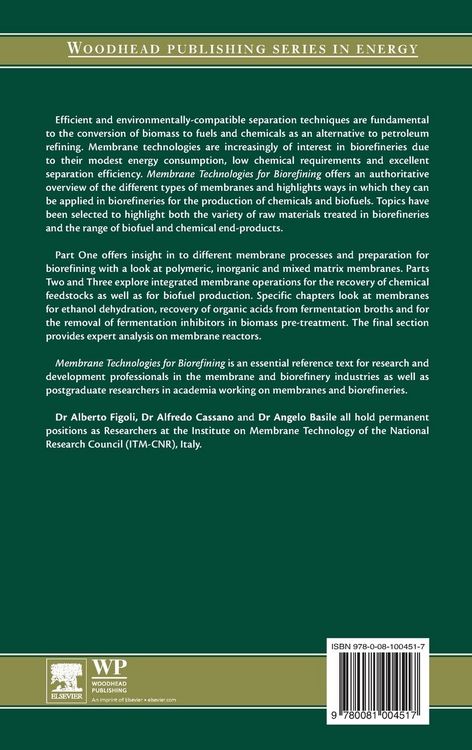 Produktbild: Membrane Technologies for Biorefining
