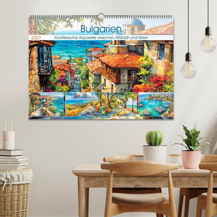 Produktbild: Bulgarien. K&uuml;nstlerische Aquarelle zwischen Altstadt und Meer (Wandkalender 2027 DIN A2 quer), CALVENDO Monatskalender