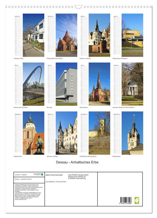 Produktbild: Dessau - Anhaltisches Erbe (Wandkalender 2026 DIN A2 hoch), CALVENDO Monatskalender