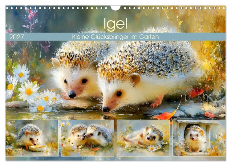 Produktbild: Igel. Kleine Gl&uuml;cksbringer im Garten (Wandkalender 2027 DIN A3 quer), CALVENDO Monatskalender