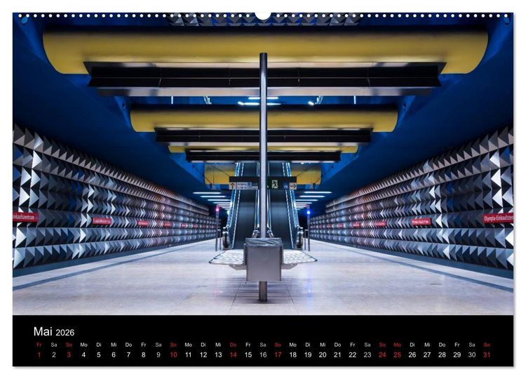 Produktbild: MetroMUC, Stationen im Untergrund M&uuml;nchens (Wandkalender 2026 DIN A2 quer), CALVENDO Monatskalender