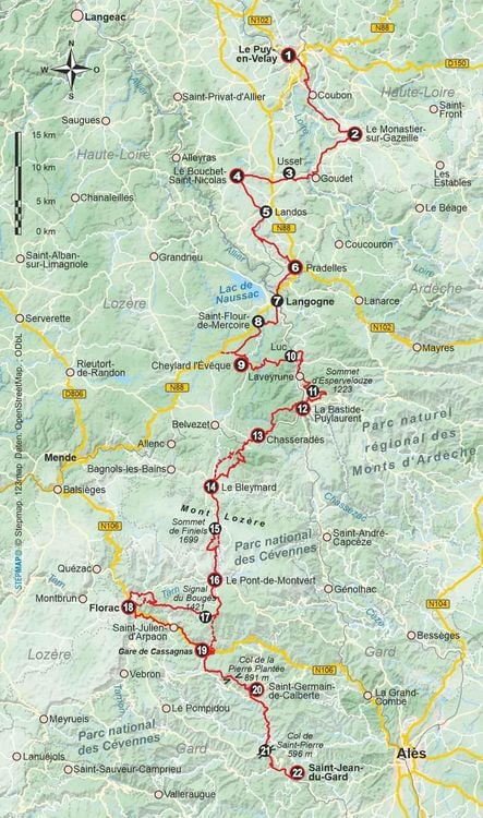 Produktbild: Frankreich: Cevennen Stevensonweg GR 70