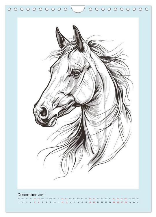Produktbild: Sketchy Power Horses (Wall Calendar 2026 DIN A4 portrait), CALVENDO 12 Month Wall Calendar