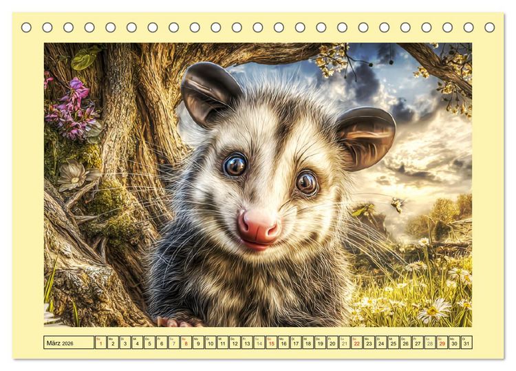 Produktbild: Sanfte Beutelratten. Opossums im stillen Rhythmus der Natur (Tischkalender 2026 DIN A5 quer), CALVENDO Monatskalender