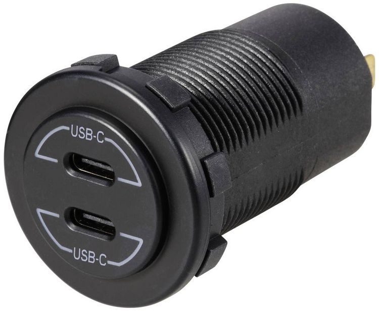 Produktbild: VOLTCRAFT USB-C&reg;-Doppelsteckdose 9V-30V-60W Belastbarkeit Strom max.=3A 12 - 24 V/DC