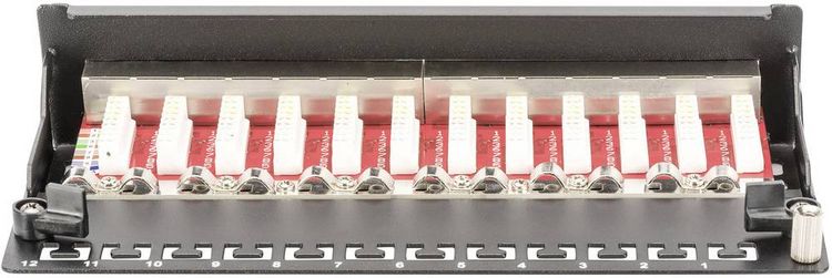 Produktbild: Digitus DN-91612SD-EA 12 Port Netzwerk-Patchbox CAT 6a 1 HE Schwarz (RAL 9005) Best&uuml;ckt